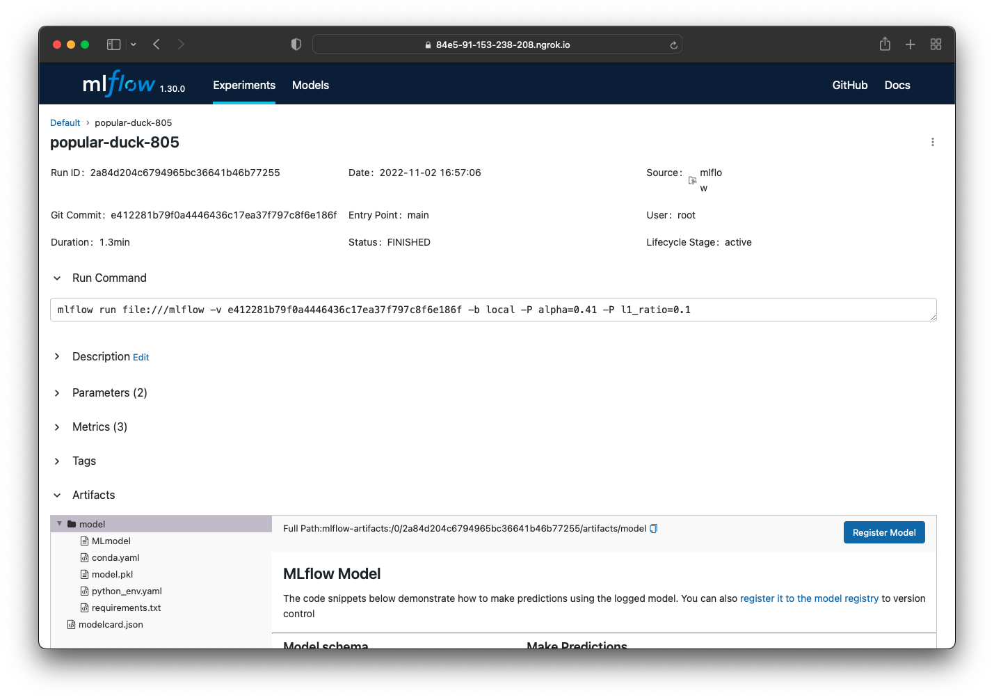 Modelcard metadata as artifact